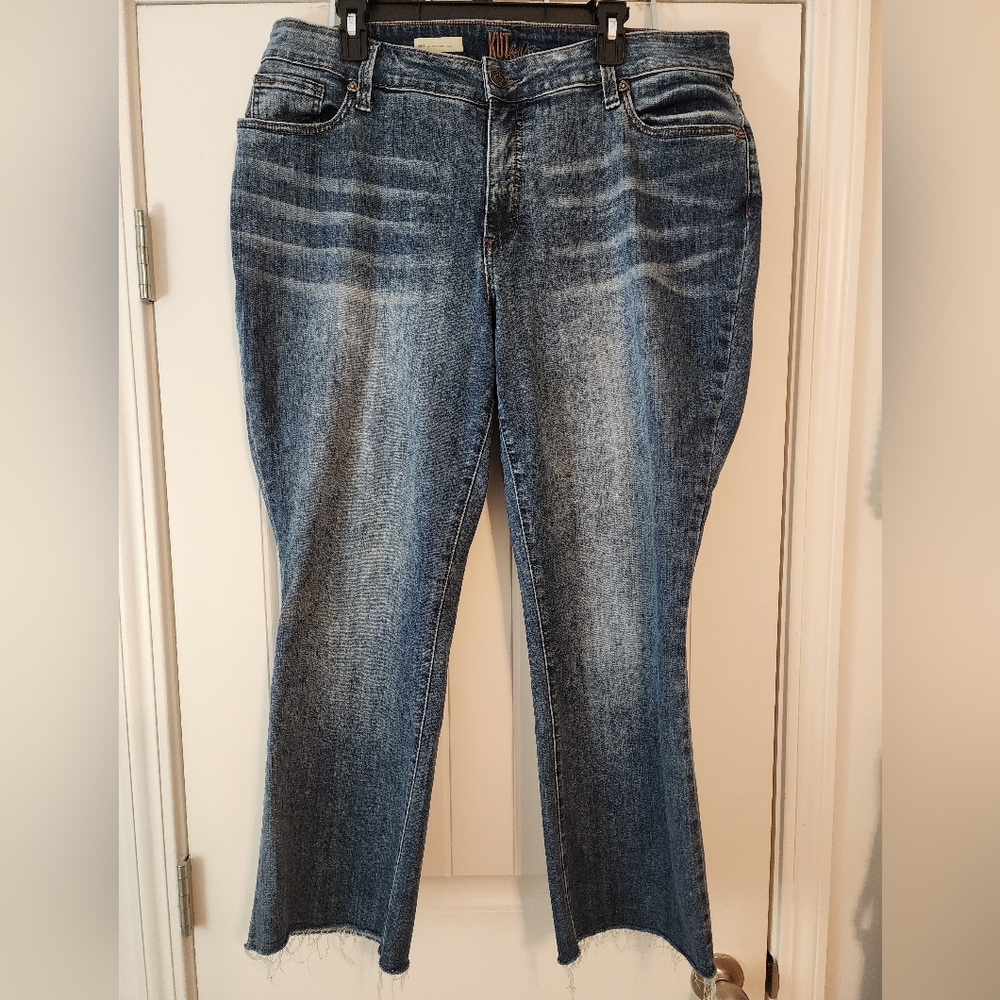 Kut From The Kloth Women's Mid-Rise Ankle Flare Classic Blue Jeans Size 16W
